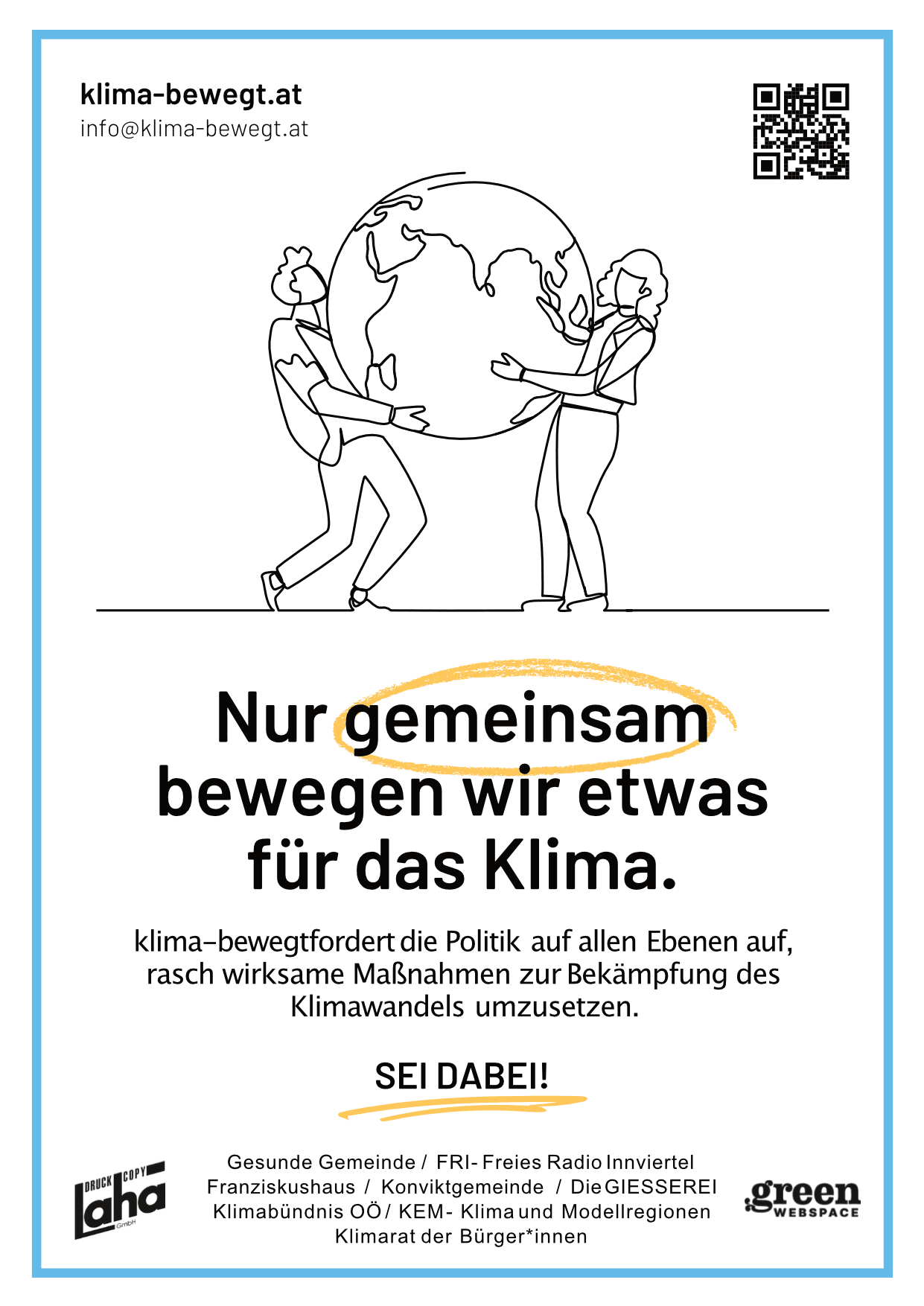 Flyer des Vereins Trafo für Klimarat der Bürger:innen, sponsored by GreenWebspace
